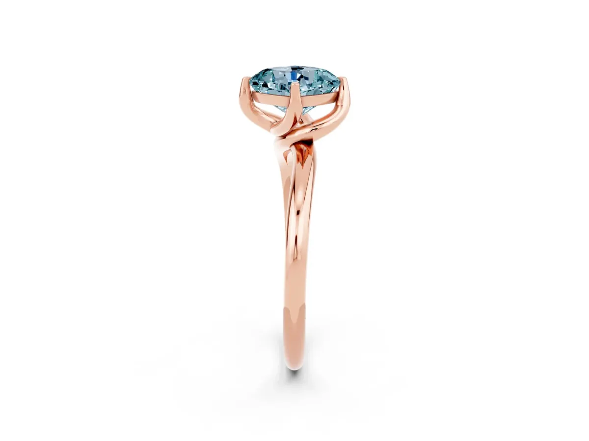 Cushion Cut Aquamarine Solitaire Engagement Ring with Four-Prong Setting and Classic Band Rose gold