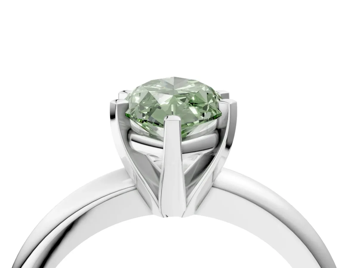 Fancy Green Marquise Cut Diamond Solitaire Engagement Ring with Round Band and Four-Prong Setting White gold