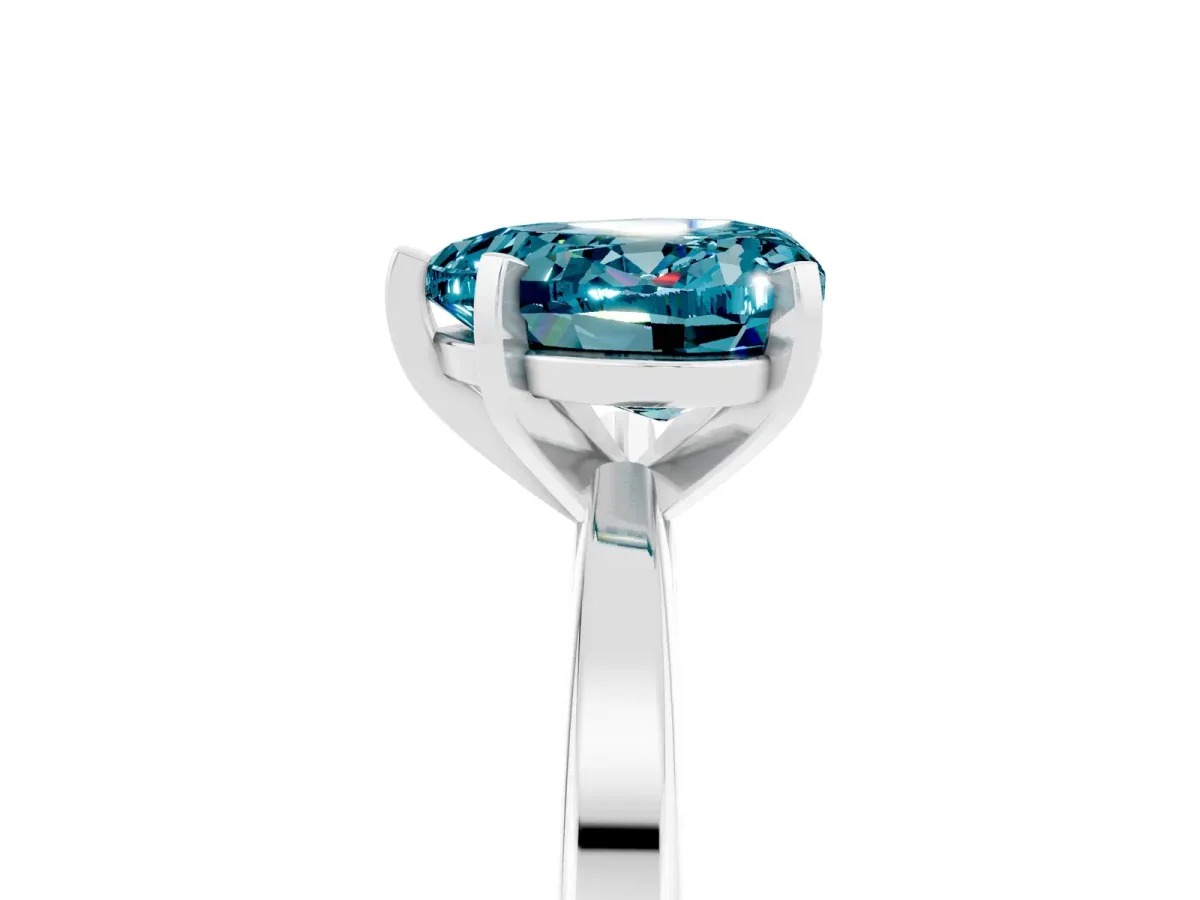 Heart Cut Blue Topaz Solitaire Engagement Ring with Classic Band and Four-Prong Setting White gold