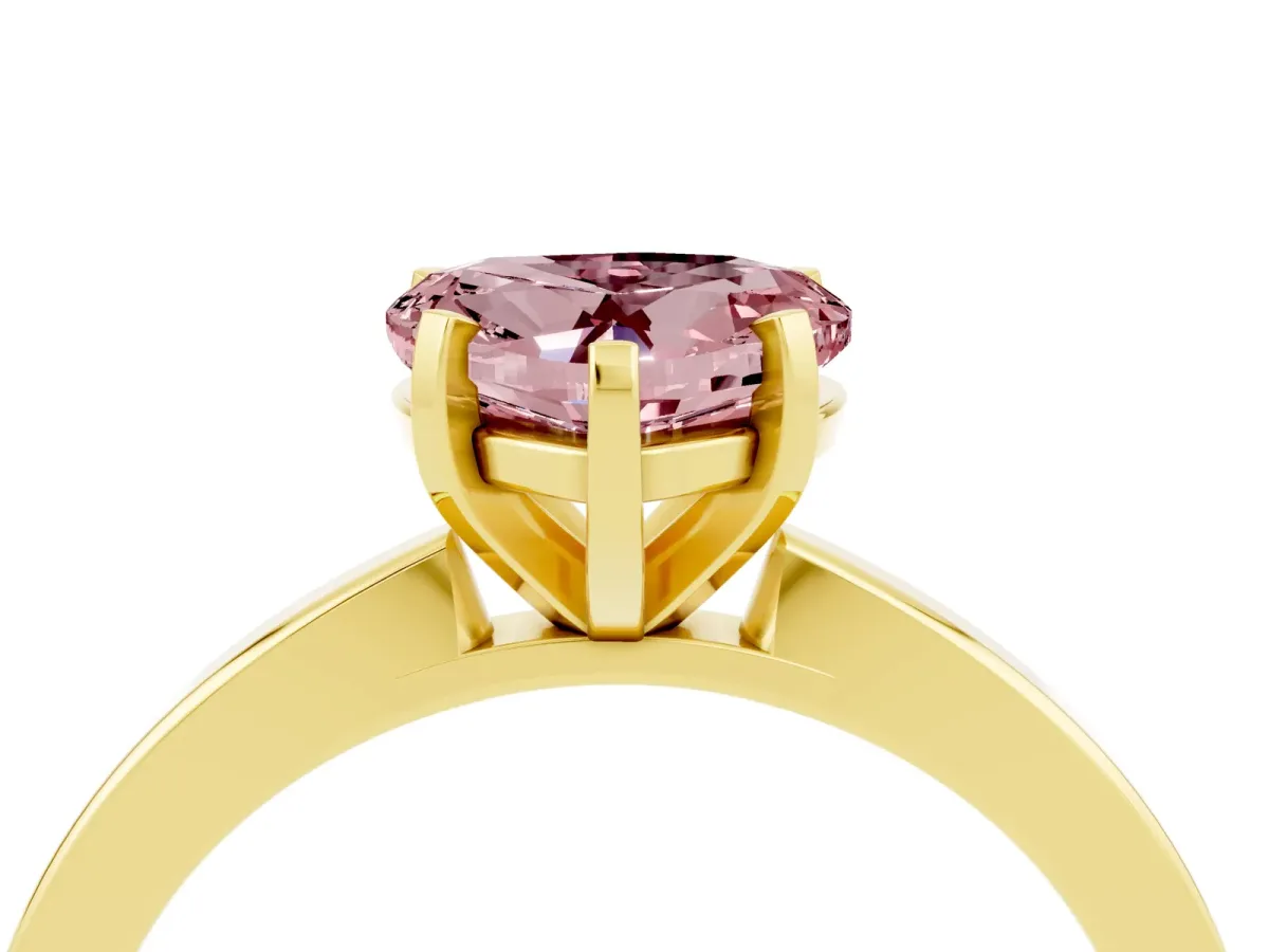 Heart Cut Morganite Solitaire Engagement Ring with Classic Band and Four-Prong Setting Yellow gold