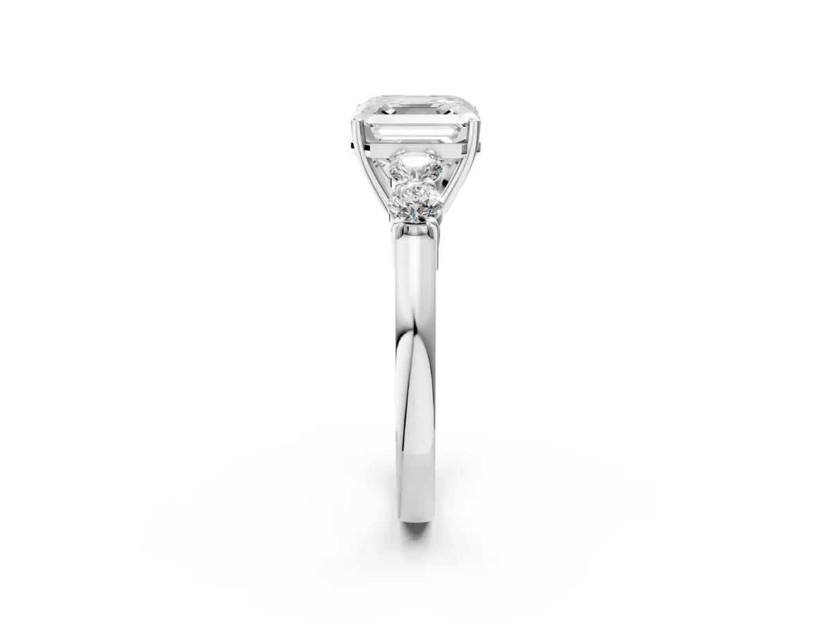 Asscher Cut Cut Diamond Five-Stone Prong Set White Gold Ring Platinum