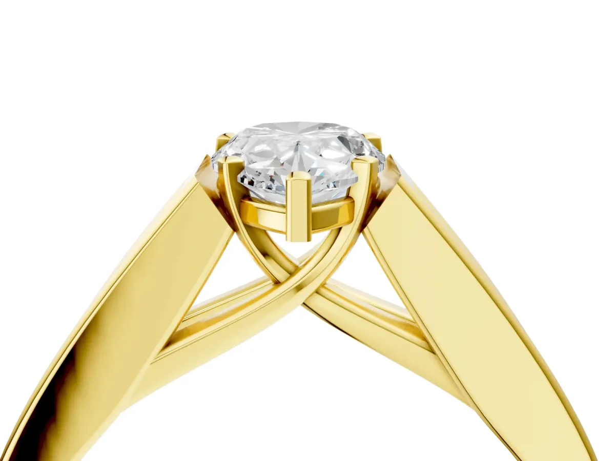 Pear Cut Cut Channel Set Solitaire Ring with Four-Prong Setting Yellow gold