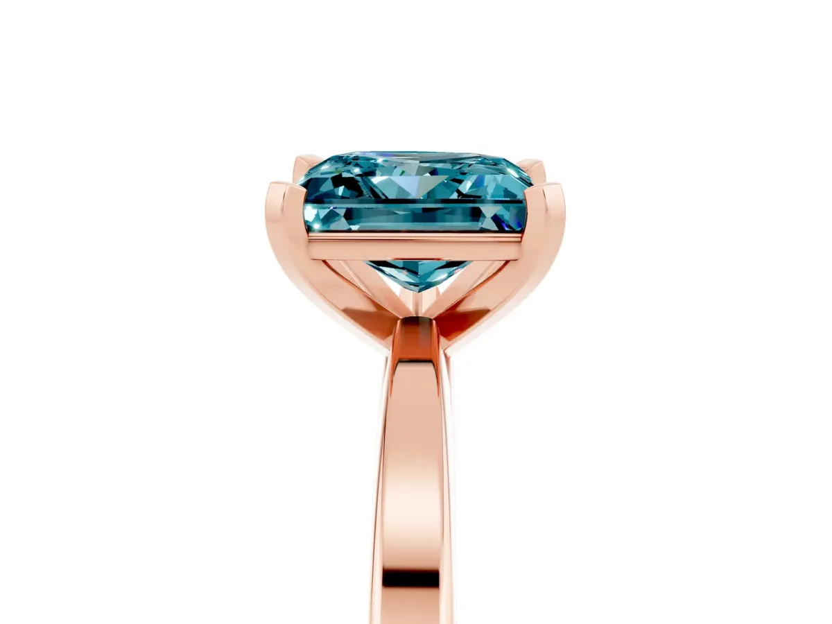 Princess Cut Blue Topaz Solitaire Engagement Ring with Classic Band and Four-Prong Setting Rose gold