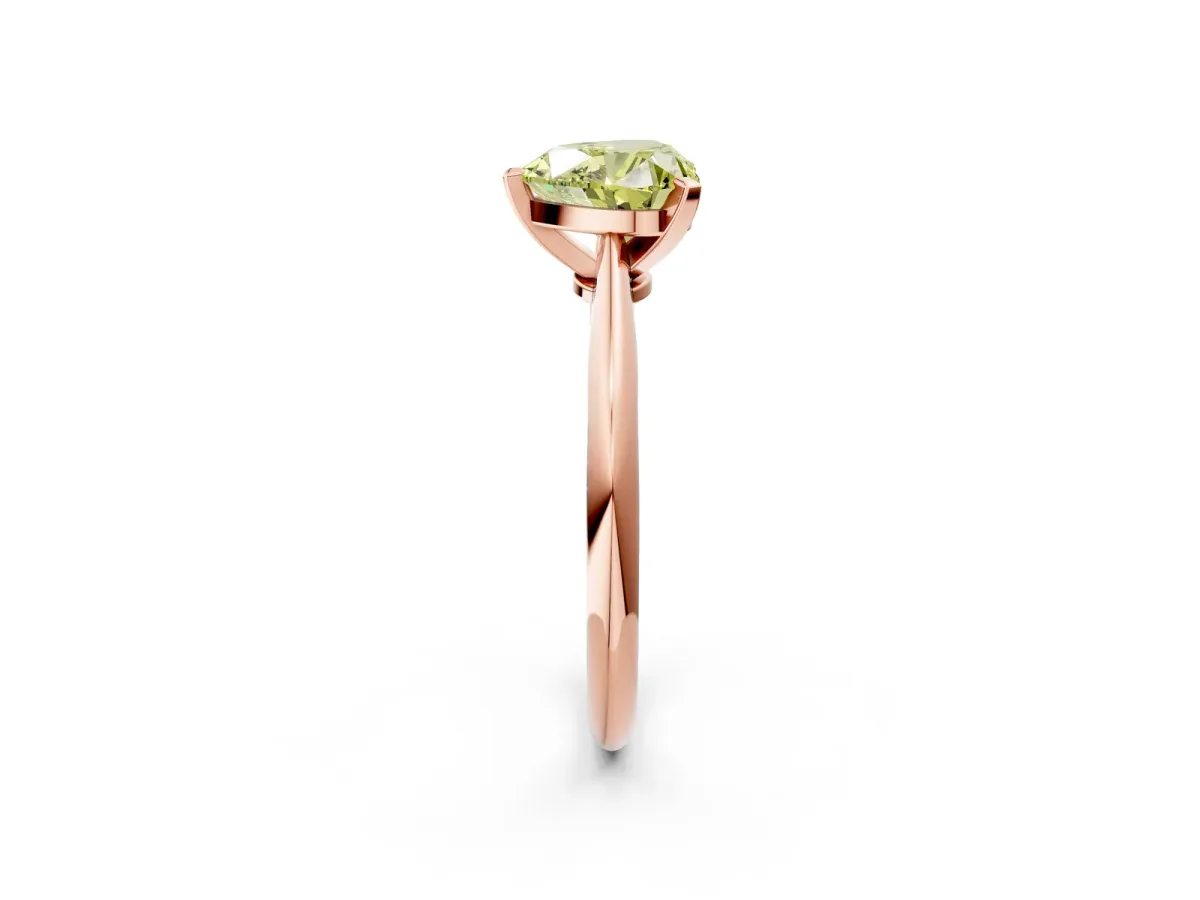 Fancy Yellow Heart Cut Diamond Solitaire Engagement Ring with Classic Band and Four-Prong Setting Rose gold