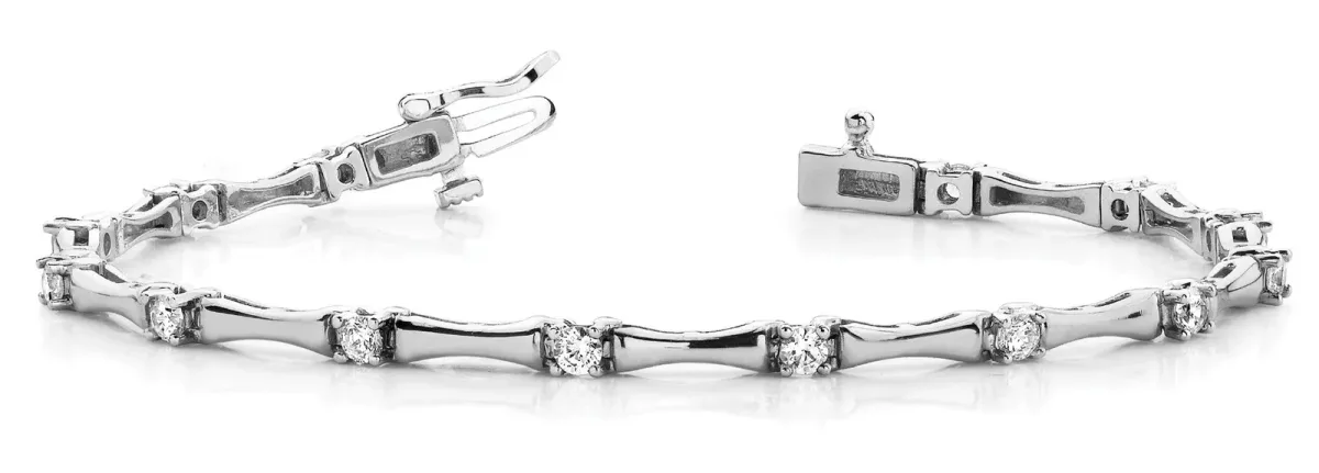 Round Diamond Tennis Bracelet with Channel Set Stones and Four-Prong Setting White gold