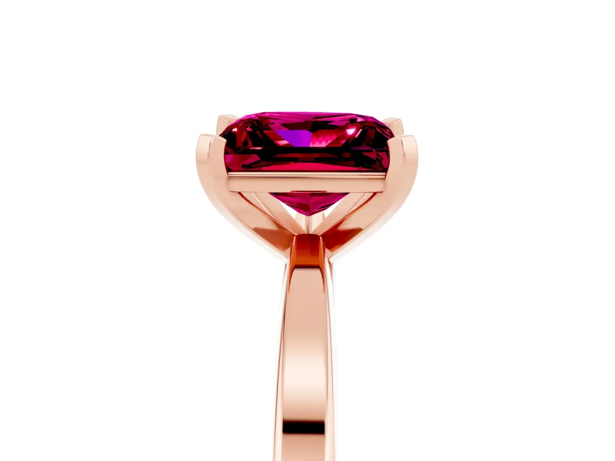 Princess Cut Garnet Solitaire Engagement Ring with Classic Band and Four-Prong Setting Rose gold