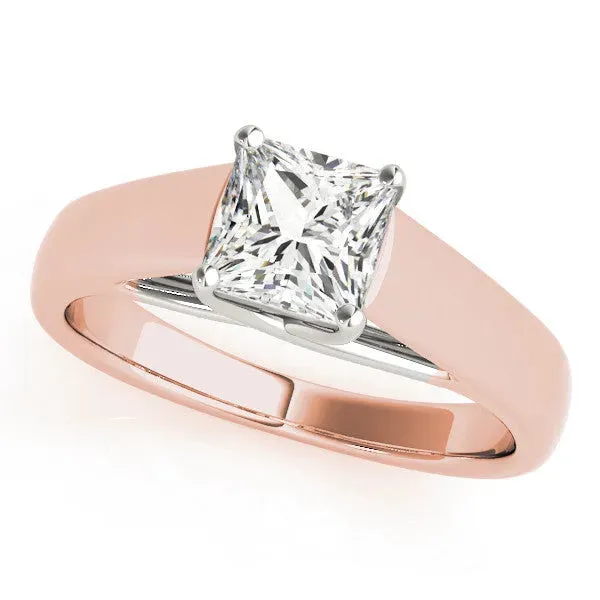 Princess Cut Cut Solitaire Engagement Ring with Cathedral Setting and Four-Prong Setting Rose gold