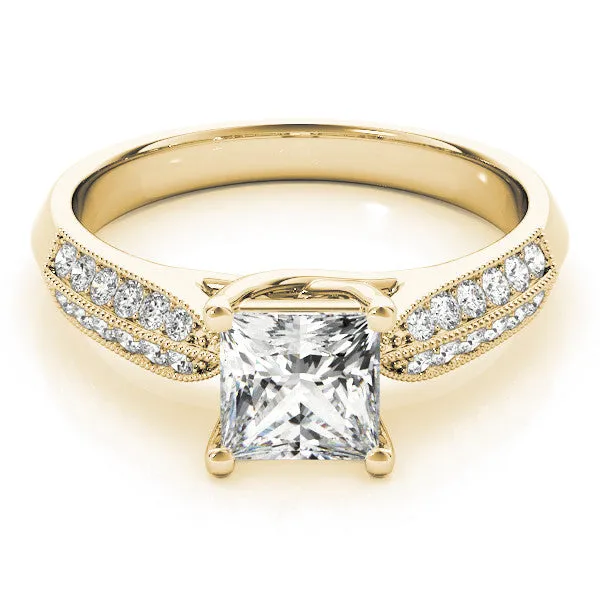 Pear Cut Cut Pave Split Shank Engagement Ring with Four-Prong Setting Yellow gold