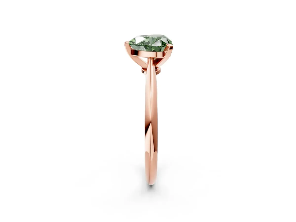 Fancy Green Heart Cut Diamond Solitaire Engagement Ring with Classic Band and Four-Prong Setting Rose gold