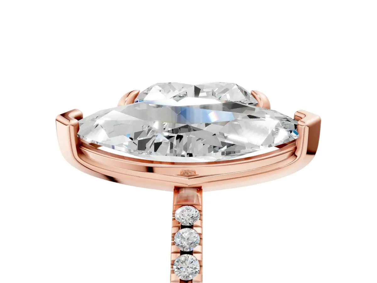 Heart and Marquise Toi Moi Ring with Prong Setting and Pave Band Rose gold