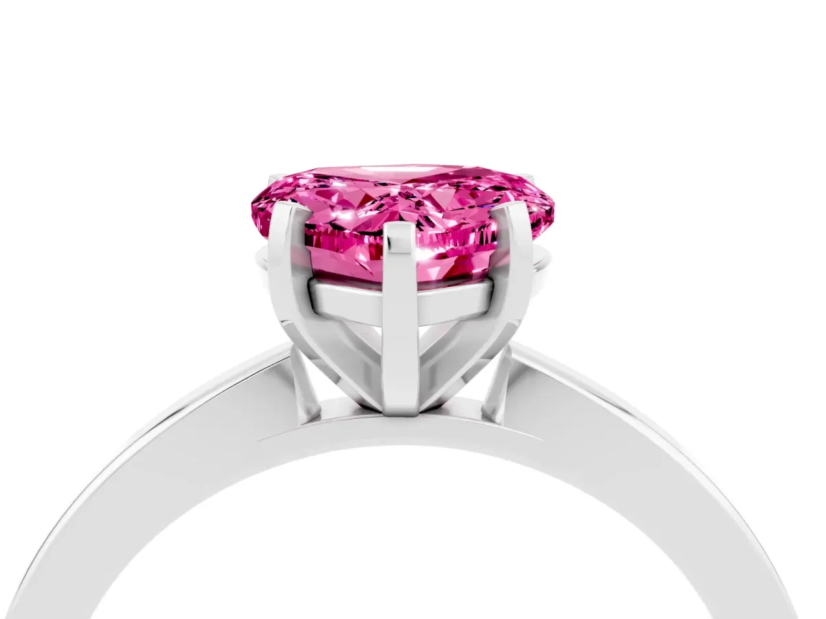 Heart Cut Pink Sapphire Solitaire Engagement Ring with Classic Band and Four-Prong Setting White gold