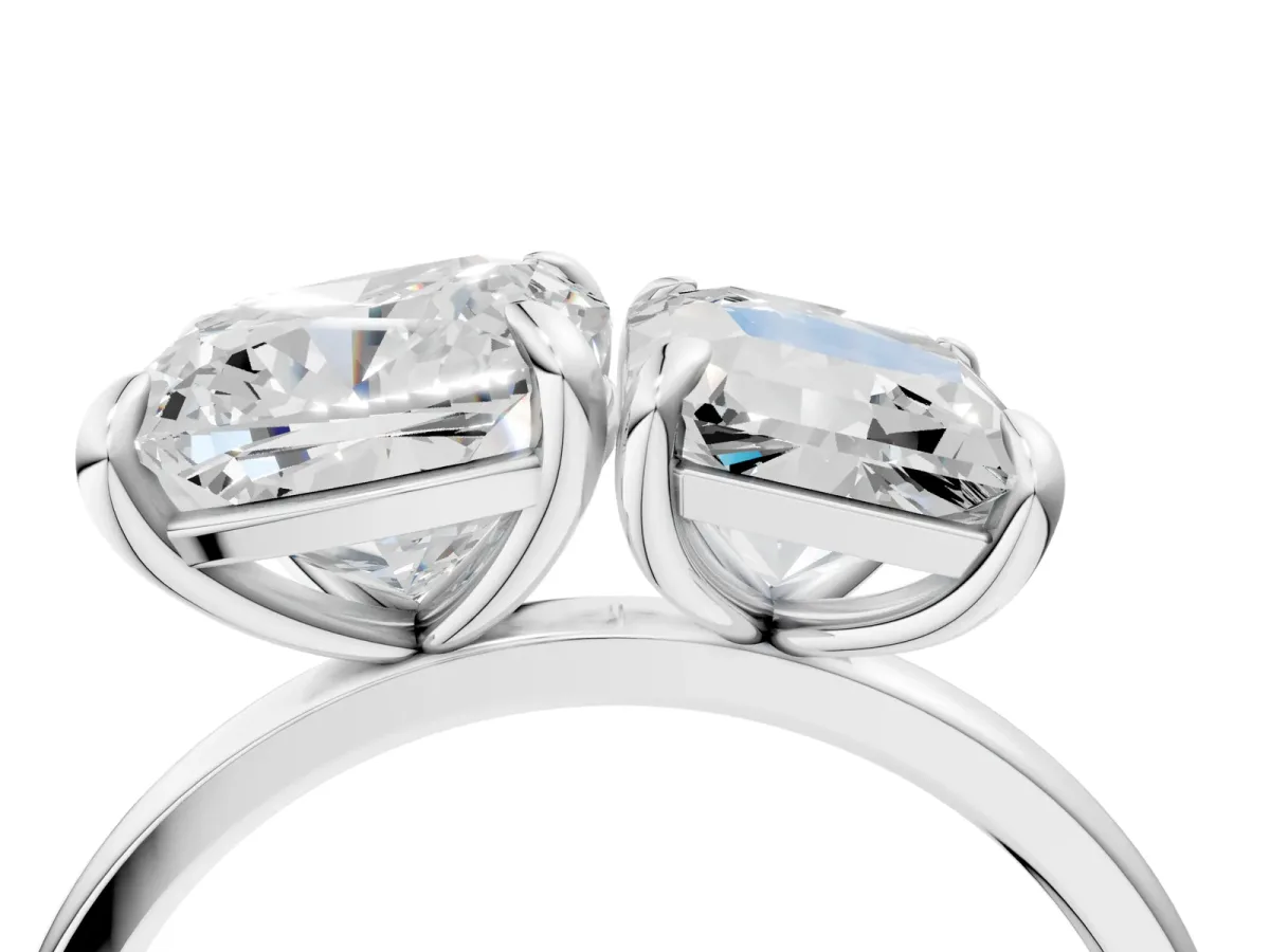Cushion and Radiant Toi Moi Ring with Prong Setting and Plain Band Silver