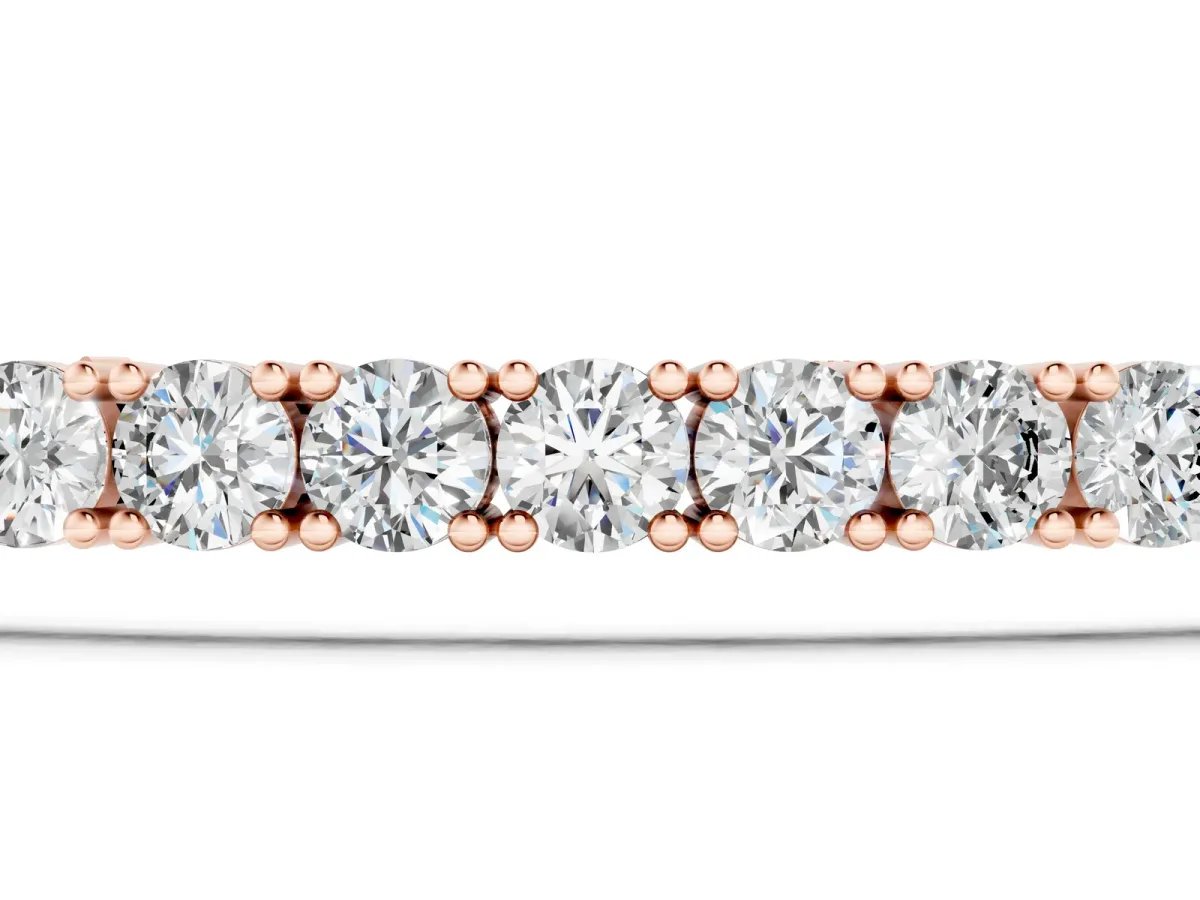 Round Diamond Tennis Bracelet with Prong Setting in White Gold Rose gold