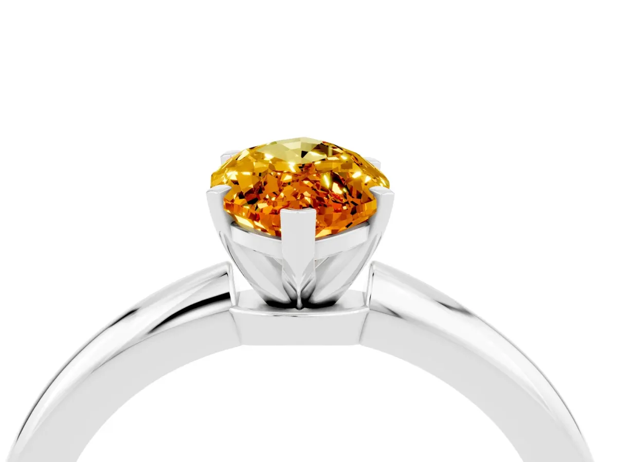 Marquise Cut Citrine Solitaire Ring with Six-Prong Setting and Classic Band Silver