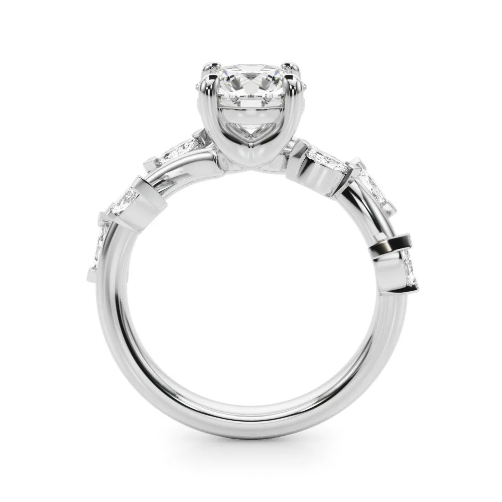 Radiant Cut Solitaire Twisted Band Marquise Accent Prong Setting Ring Platinum
