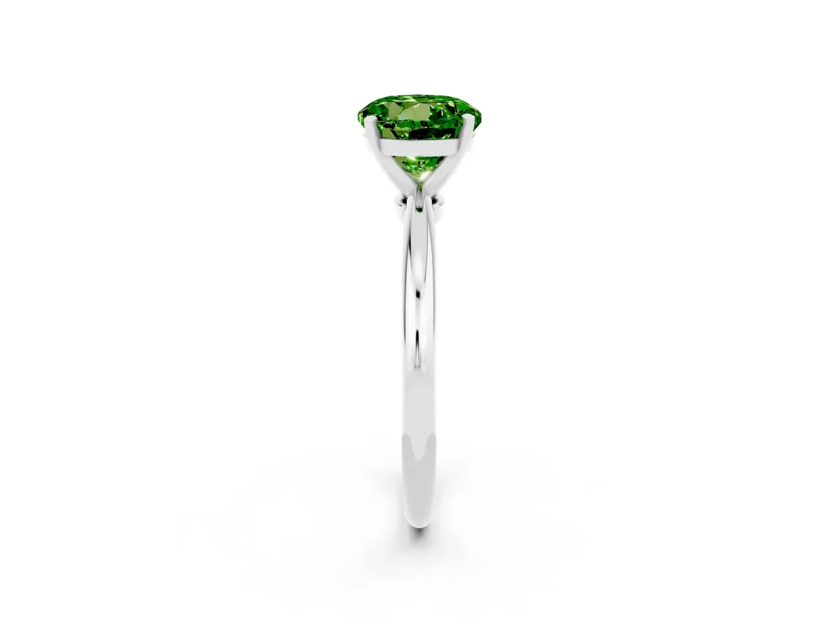 Round Cut Peridot Solitaire Ring with Six-Prong Setting and Classic Band White gold