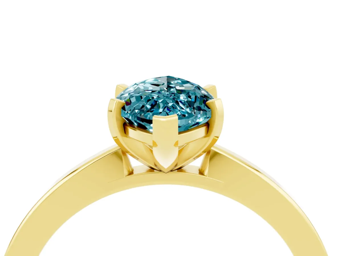 Marquise Cut Blue Topaz Solitaire Engagement Ring with Classic Band and Four-Prong Setting Yellow gold
