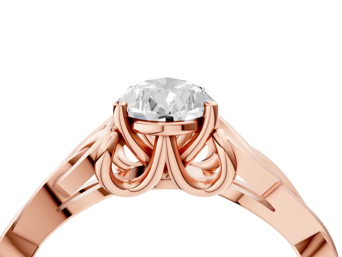 Pear Cut Diamond Solitaire Celtic Knot Ring with Four-Prong Setting Rose gold