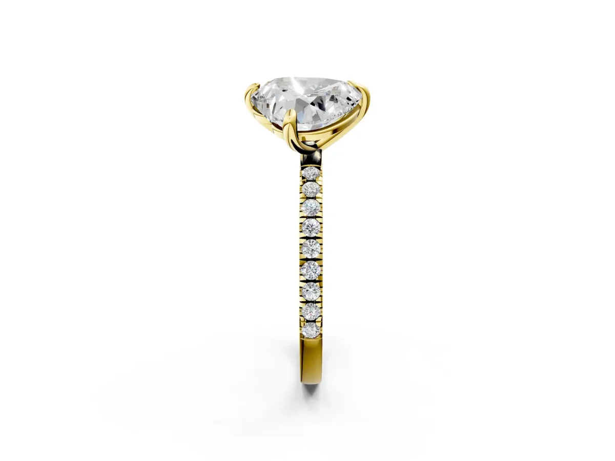Radiant and Heart Toi Moi Ring with Prong Setting and Micro Pave Band Yellow gold