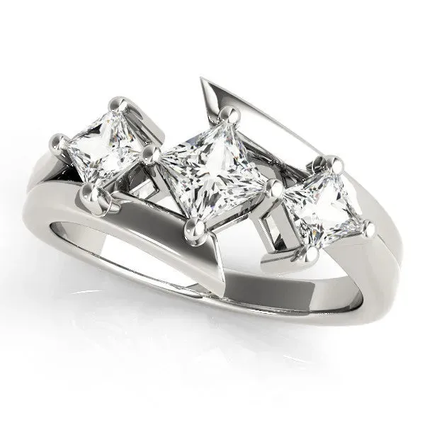 Three-Stone Marquise Cut Cut Tension Band Ring with Four-Prong Setting Platinum