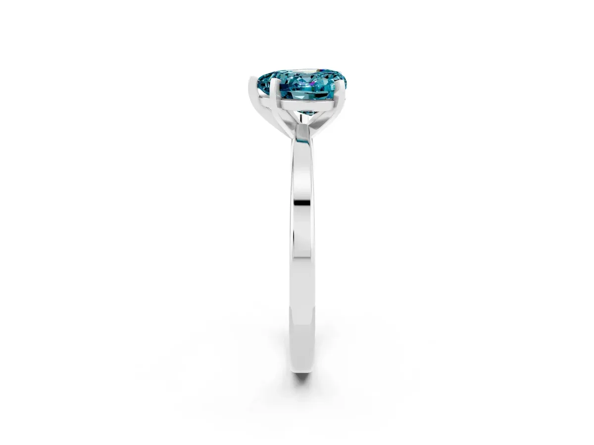 Heart Cut Blue Topaz Solitaire Engagement Ring with Classic Band and Four-Prong Setting White gold