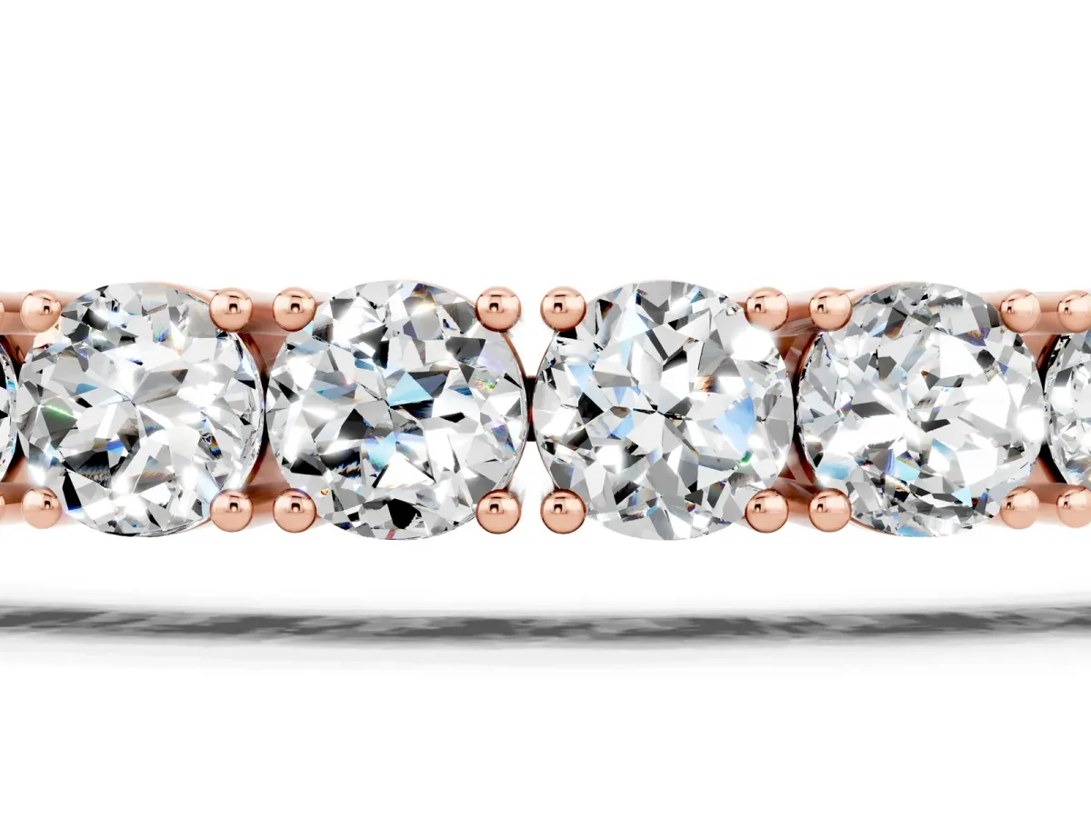 Round Brilliant Moissanite Tennis Bracelet with Prong Setting Rose gold