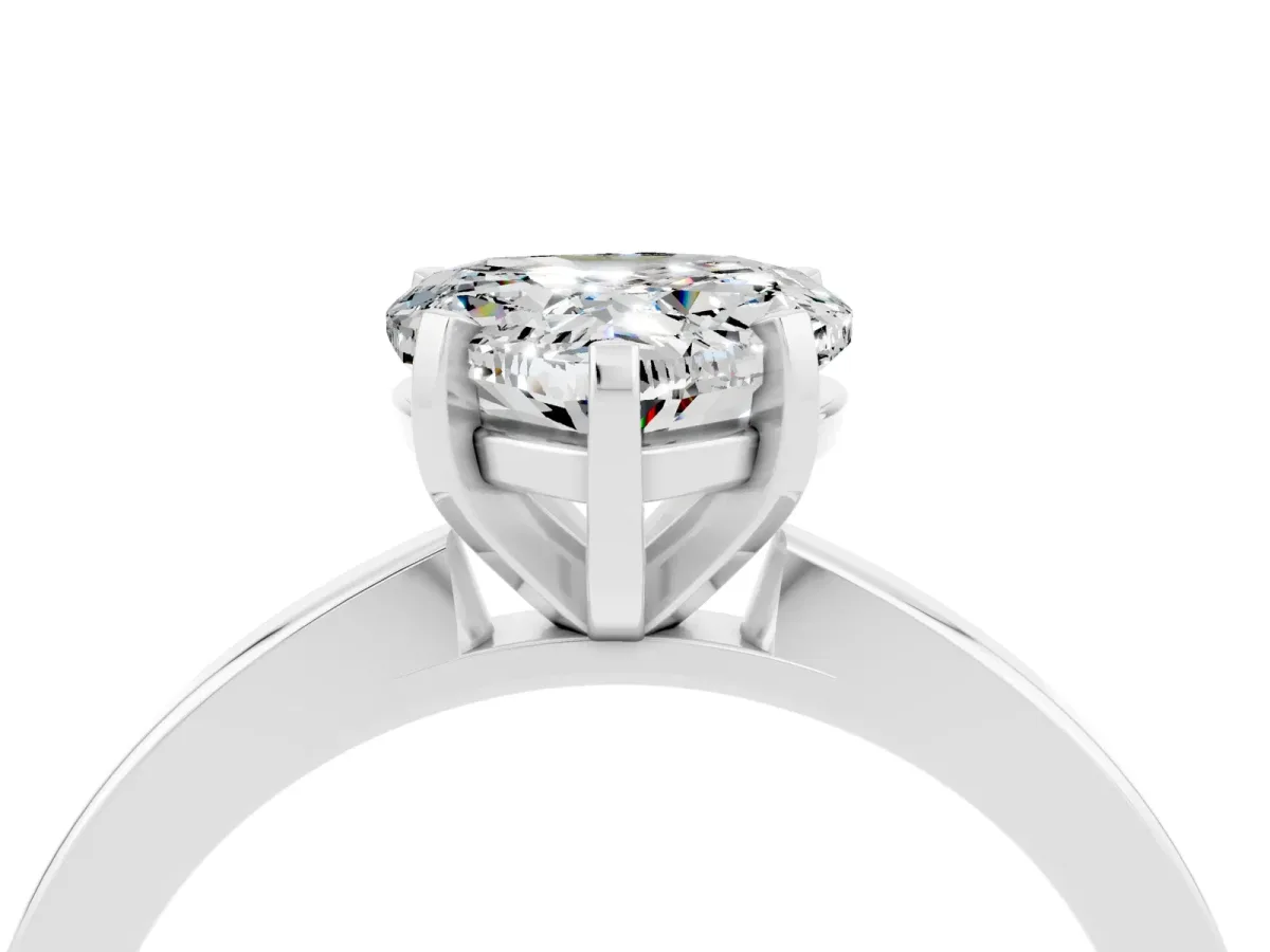 Heart Cut Moissanite Solitaire Engagement Ring with Classic Band and Four-Prong Setting White gold