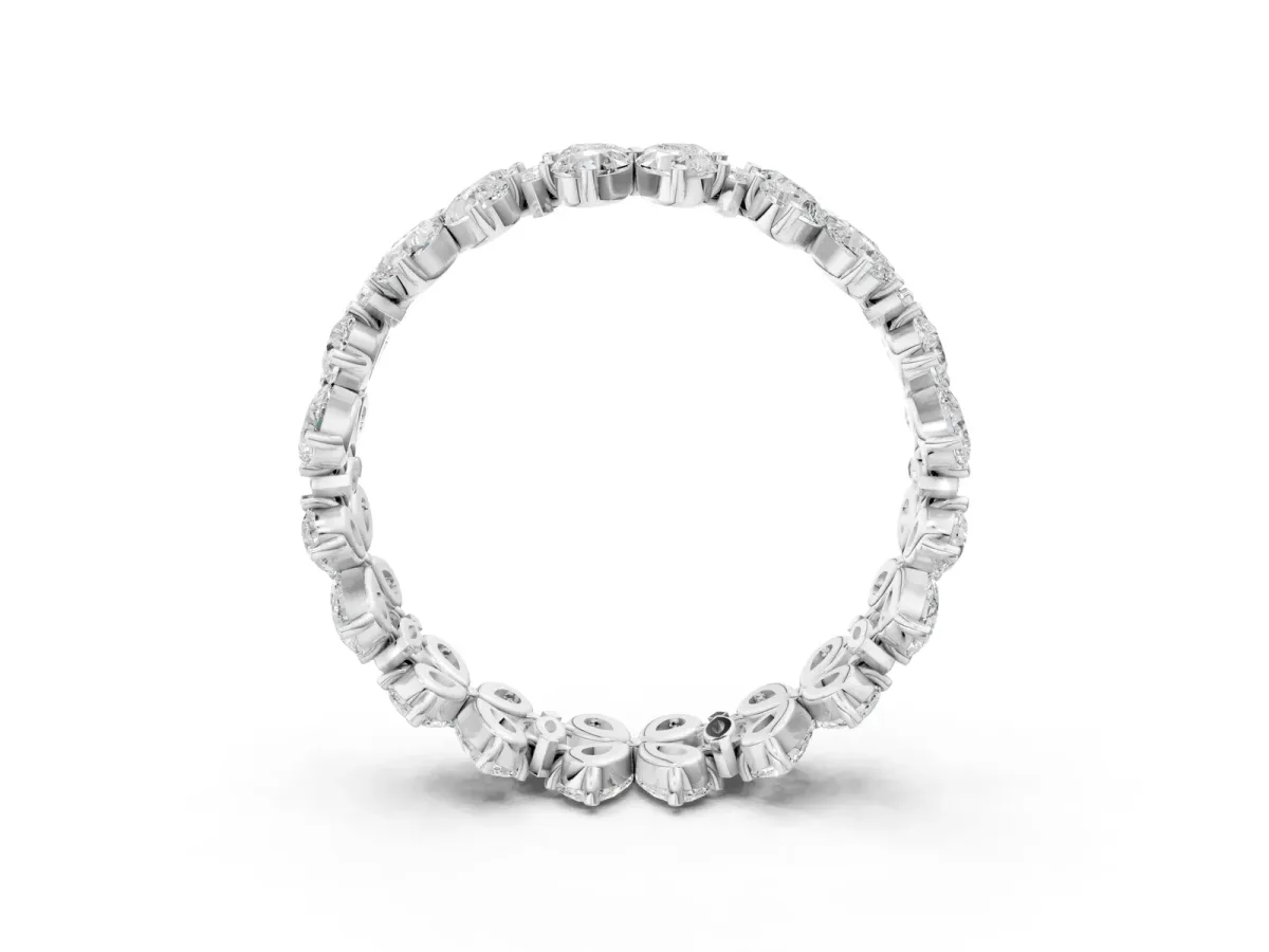 Pear and Marquise Diamond Floral Promise Ring Silver