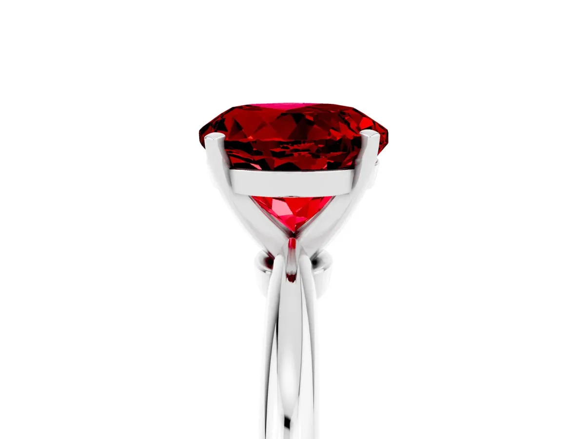 Round Cut Ruby Solitaire Ring with Six-Prong Setting and Classic Band White gold