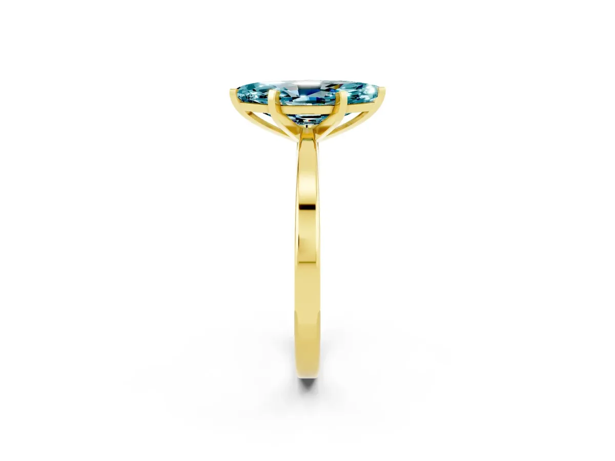 Marquise Cut Blue Topaz Solitaire Engagement Ring with Classic Band and Four-Prong Setting Yellow gold