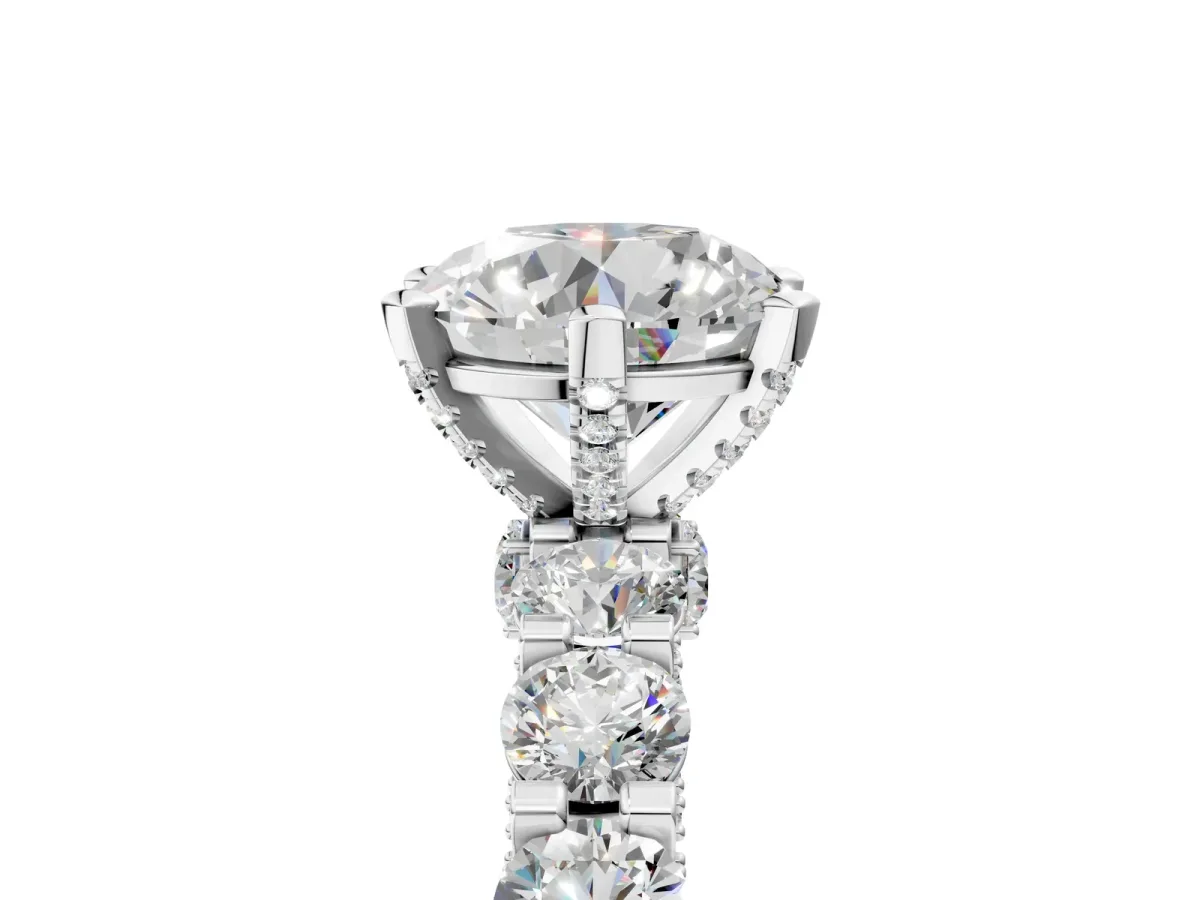 Round Diamond Mens Ring with Graduated Side Stones Silver