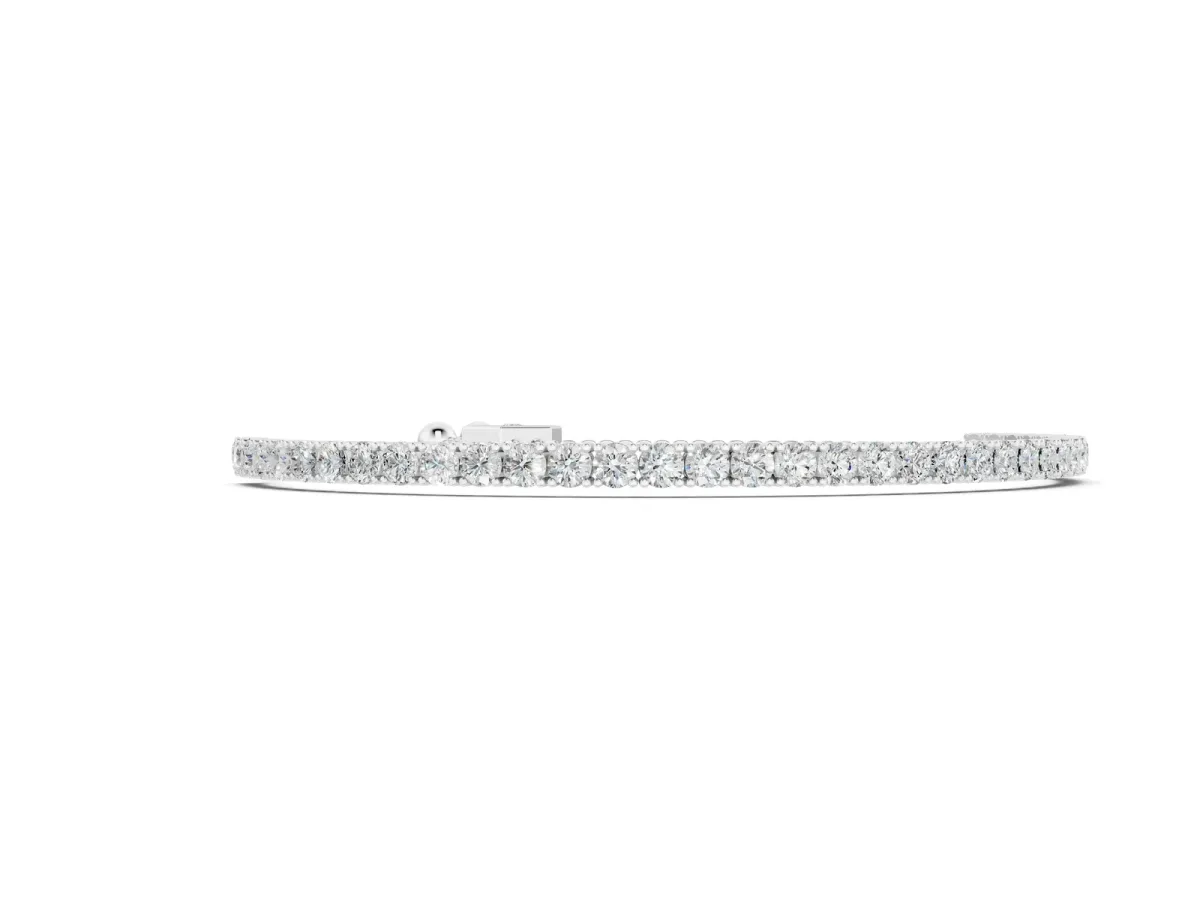 Round Cut Diamond Tennis Bracelet with Box Chain and Four-Prong Setting White gold