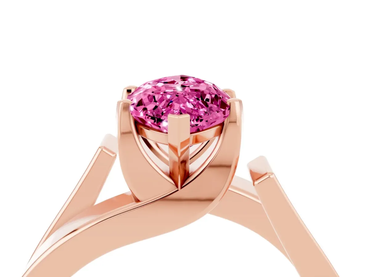 Modern Tension Set Marquise Cut Pink Sapphire Solitaire Wide Band Ring Rose gold