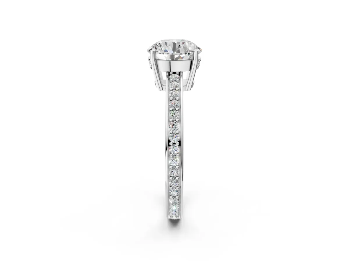 Asscher Cut Solitaire Pavé Band Prong Setting Ring Platinum