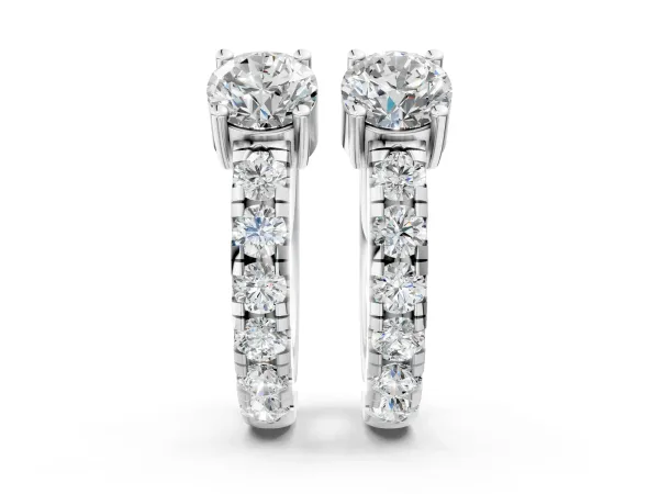 Round Diamond Taylor Huggie Hoop Earrings Platinum