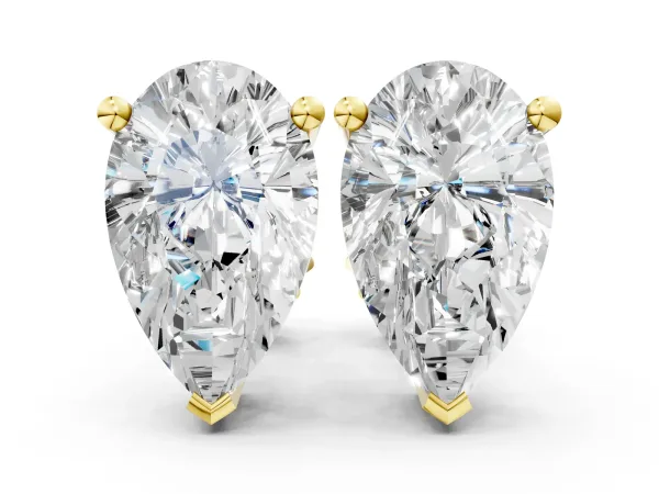 Pear Cut Diamond Stud Earrings Yellow gold
