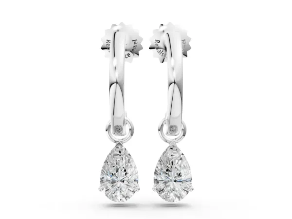 Pear Diamond Drop Earrings with Screw Back Platinum