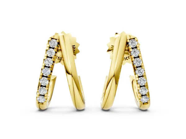 Round Diamond Zuri Huggie Hoop Earrings Yellow gold