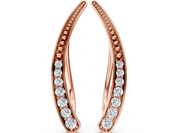 Pavé Round Diamond Curved Bar Earrings Rose gold