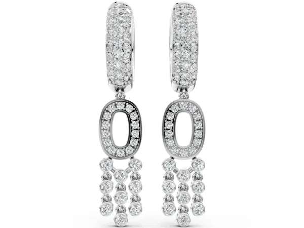 Round Diamond Initial O Huggie Hoop Earrings Silver