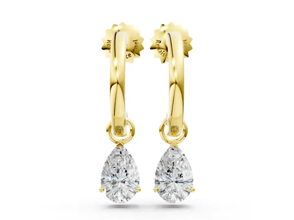 Pear Diamond Drop Earrings with Screw Back Yellow gold