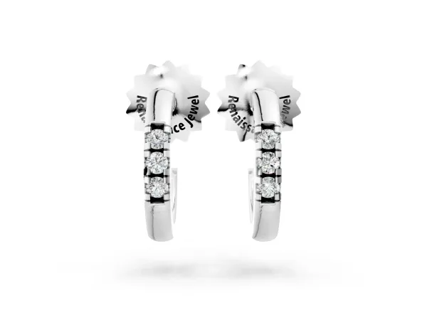 Round Diamond Petite Huggie Hoop Earrings White gold
