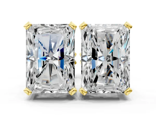 Radiant Cut Diamond Stud Earrings Yellow gold
