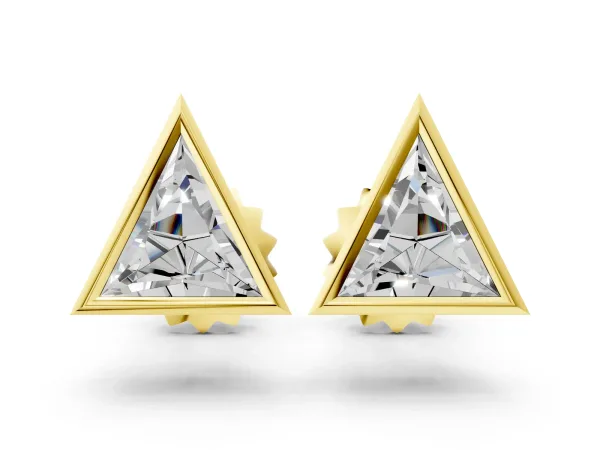 Trillion Diamond Bezel-Set Solitaire Stud Earrings Yellow gold