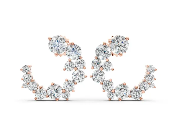 Round Diamond Hydrangea Bouquet Open Hoop Earrings Rose gold