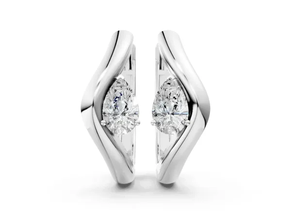 Pear Diamond Silhouette Hoop Earrings Platinum