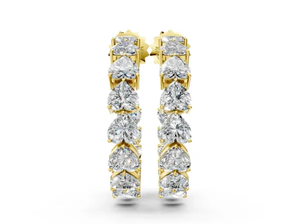 Heart Diamond Huggie Hoop Earrings Yellow gold