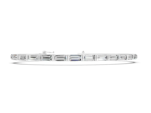 Baguette Cut Diamond Bar Set Tennis Bracelet Silver