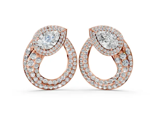 Pear Diamond Open Teardrop Stud Earrings Rose gold