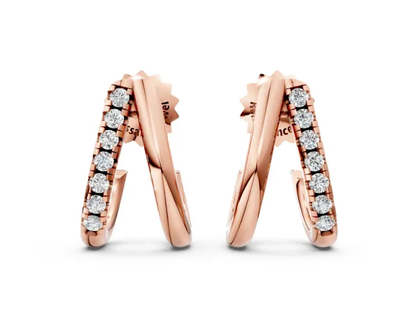 Round Diamond Zuri Huggie Hoop Earrings Rose gold